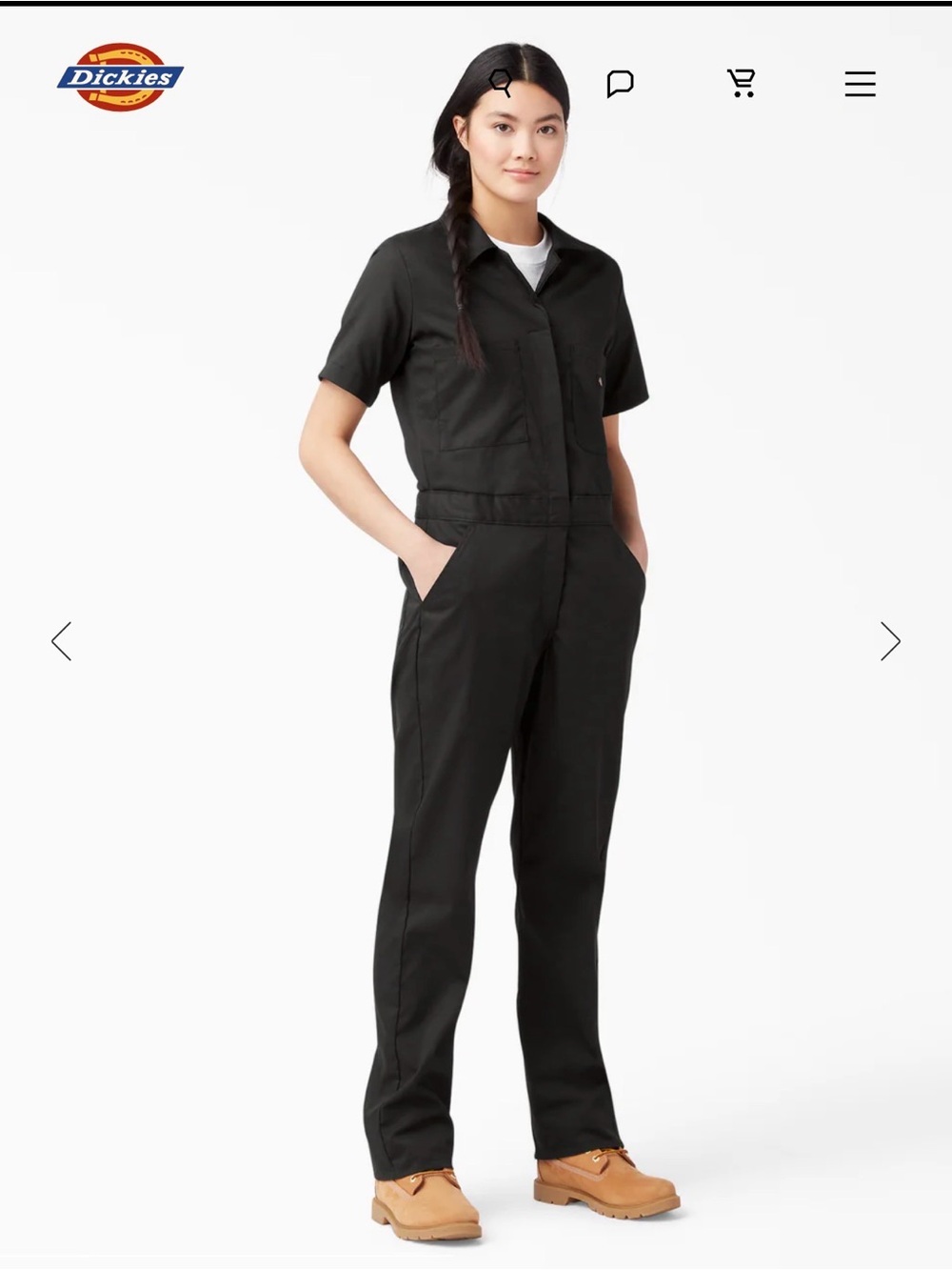 Dickies Black Short-Sleeve Utility Jumpsuit